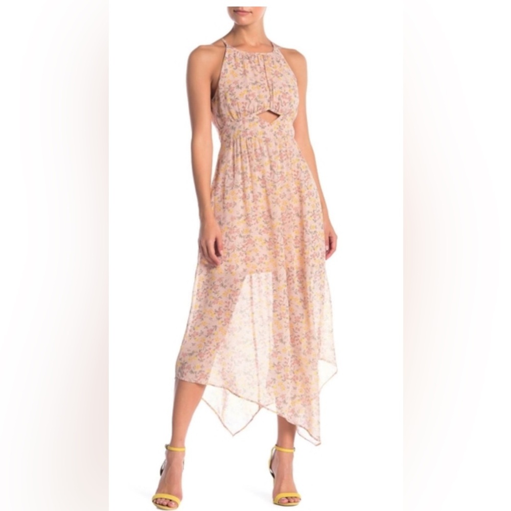 BCBG Generation Pink Floral Keyhole Sleeveless Maxi Dress 2